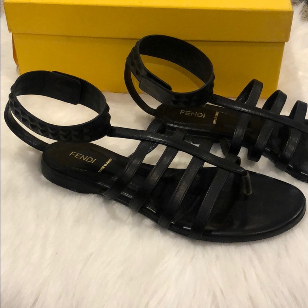Fendi Diana Studded Leather Gladiator Sandals